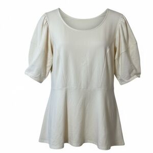 Eloquii Plus Size Puff Sleeve Peplum Top